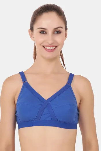 Buy Floret Double Layered Non Wired Full Coverage Super Support Bra - Royal Blue